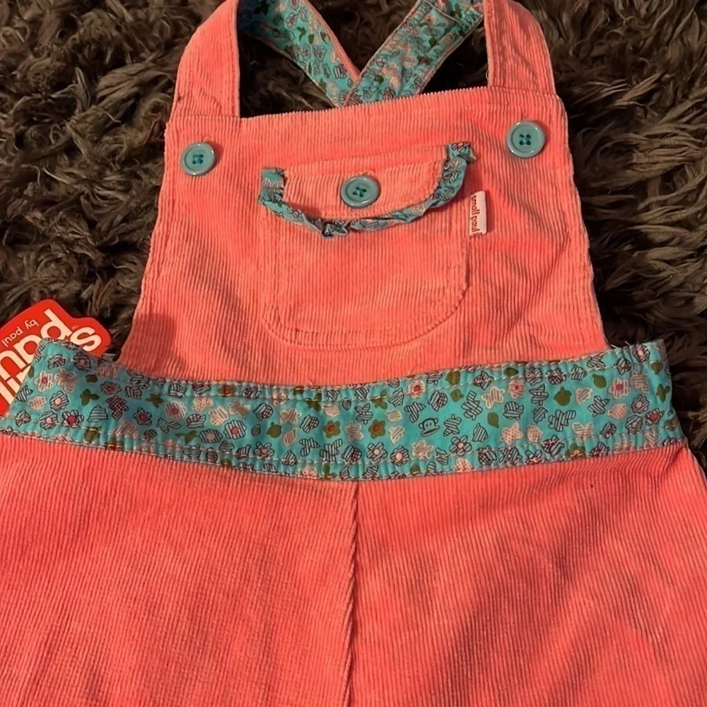 Small Paul size 3T Jumper in a coral & teal color with cute pockets.  Brand new